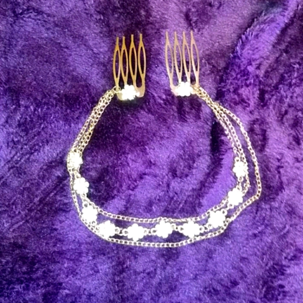 Hair jewelry head chain with clips